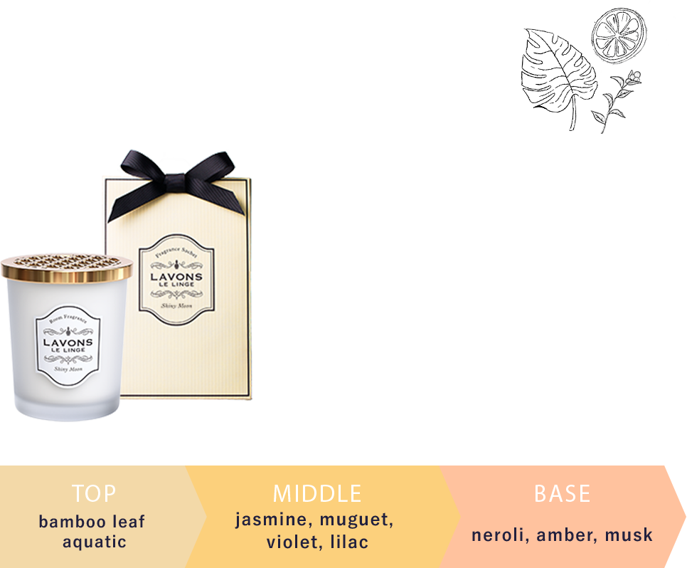 SHINY MOON bamboo leaf aquatic jasmine・muguet・violet・lilac neroli・amber・musk